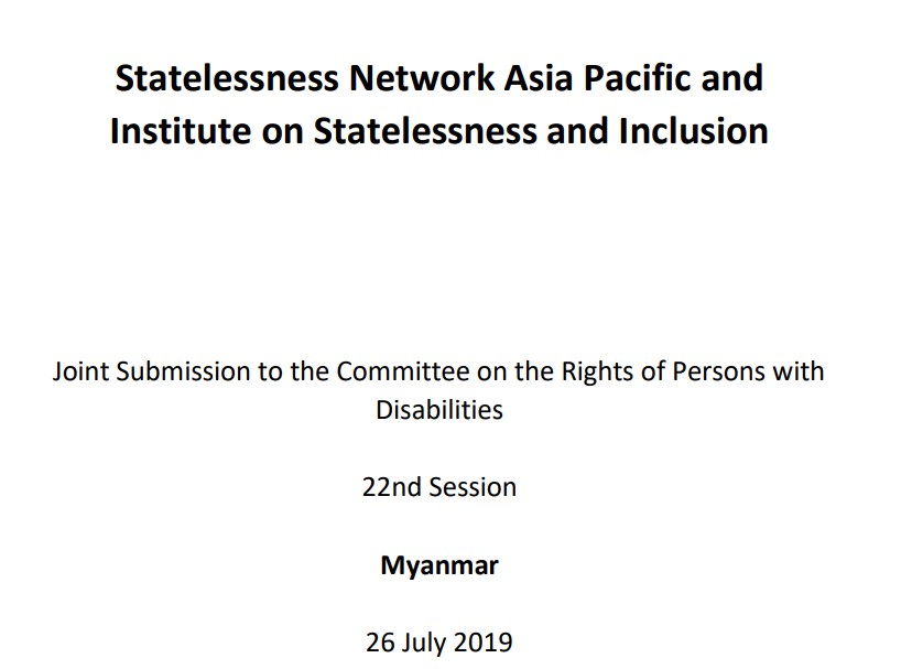 22nd Session of the Committee on the Rights of Persons with Disability: Myanmar