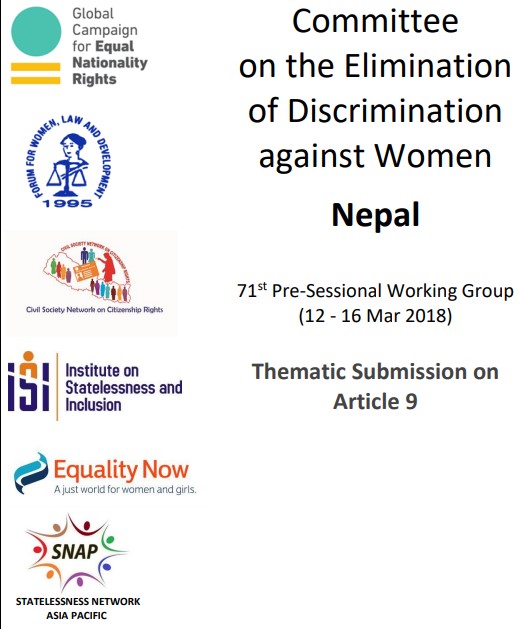 71st Pre-sessional CEDAW Working Group. Thematic Submission on Article 9: Nepal